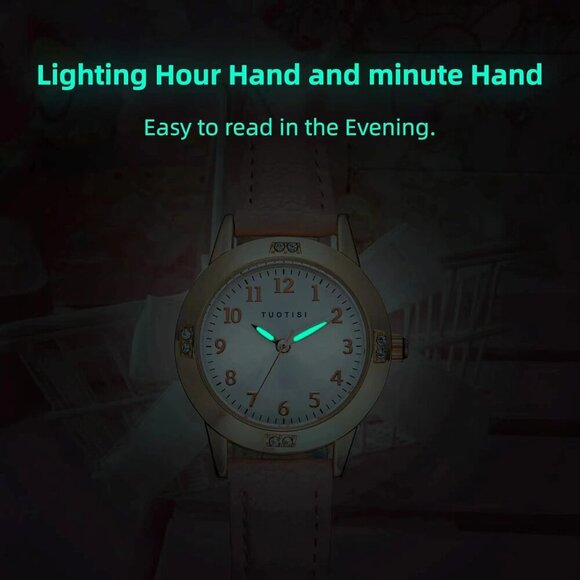 Casual Waterproof Watch for Girls 11-15 - Stylish Leather Band & Accurate Quartz - Picture 3 of 5